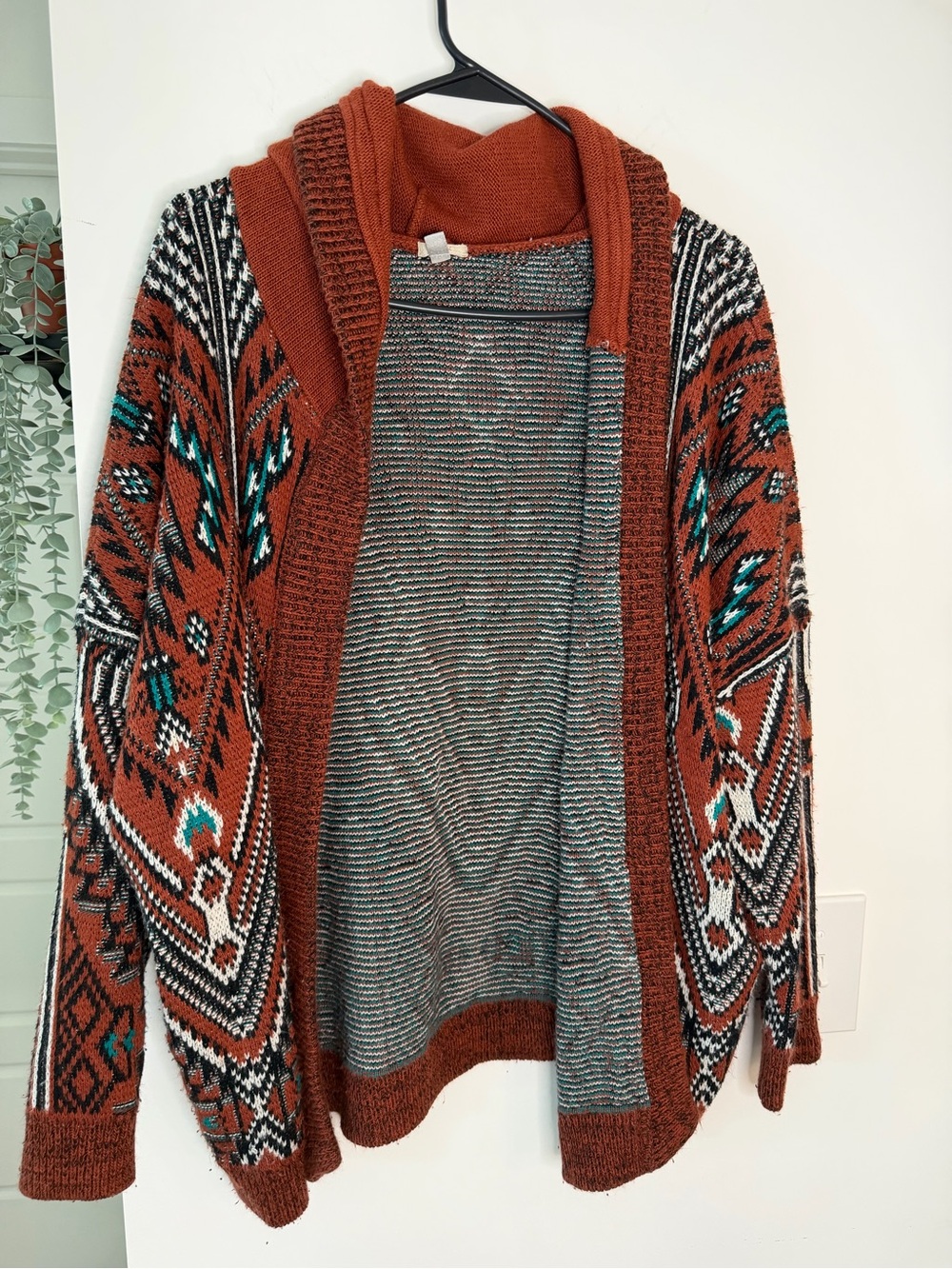 Ecote Urban Outfitters Hooded Cardigan Sweater M Southwestern Aztec Boho Western